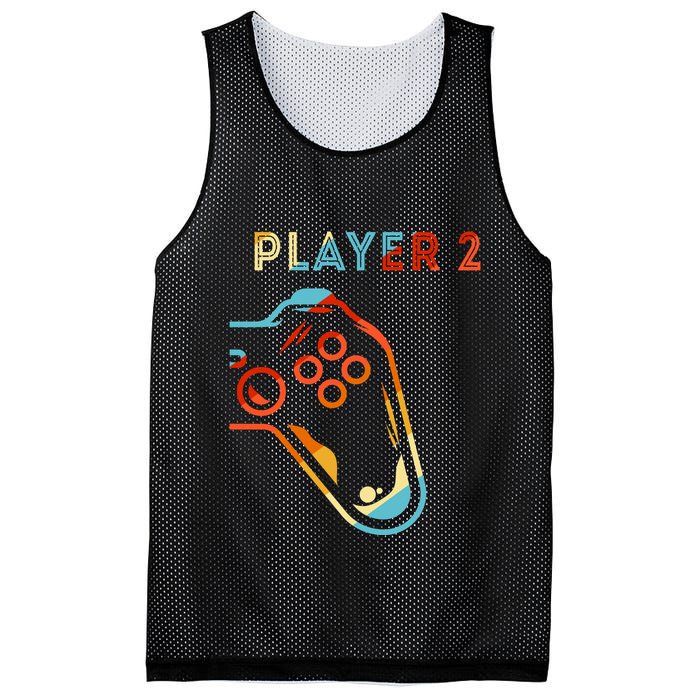 Player 2 Funny Video Game Lover Joystick Retro Matching Gamer Couple Mesh Reversible Basketball Jersey Tank