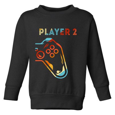 Player 2 Funny Video Game Lover Joystick Retro Matching Gamer Couple Toddler Sweatshirt