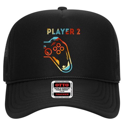 Player 2 Funny Video Game Lover Joystick Retro Matching Gamer Couple Trucker Hat