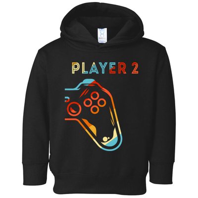 Player 2 Funny Video Game Lover Joystick Retro Matching Gamer Couple Toddler Hoodie