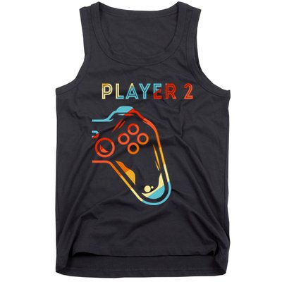 Player 2 Funny Video Game Lover Joystick Retro Matching Gamer Couple Tank Top