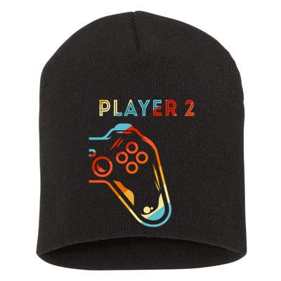 Player 2 Funny Video Game Lover Joystick Retro Matching Gamer Couple Short Acrylic Beanie