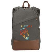 Player 2 Funny Video Game Lover Joystick Retro Matching Gamer Couple Cotton Canvas Backpack