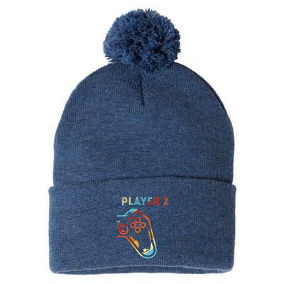 Player 2 Funny Video Game Lover Joystick Retro Matching Gamer Couple Pom Pom 12in Knit Beanie