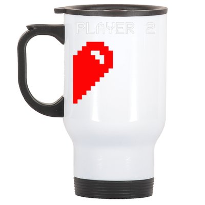 Player 2 Funny Video Game Lover Joystick Matching Gamer Couple Stainless Steel Travel Mug