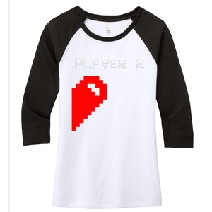 Player 2 Funny Video Game Lover Joystick Matching Gamer Couple Women's Tri-Blend 3/4-Sleeve Raglan Shirt