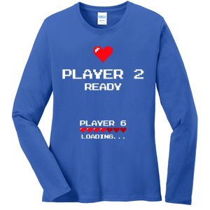 Player 2 Player 6 Loading Gift Retro Gaming Gift Announcet Gift Ladies Long Sleeve Shirt