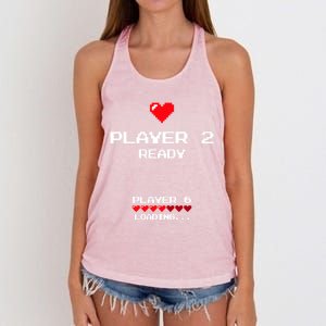 Player 2 Player 6 Loading Gift Retro Gaming Gift Announcet Gift Women's Knotted Racerback Tank