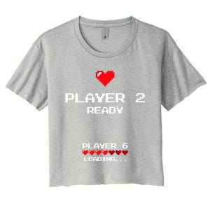 Player 2 Player 6 Loading Gift Retro Gaming Gift Announcet Gift Women's Crop Top Tee