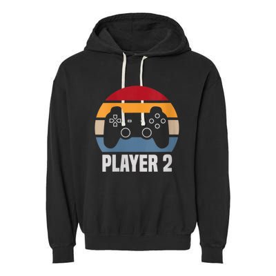 Player 2 Player 1 Couple Matching Video Gamer Garment-Dyed Fleece Hoodie