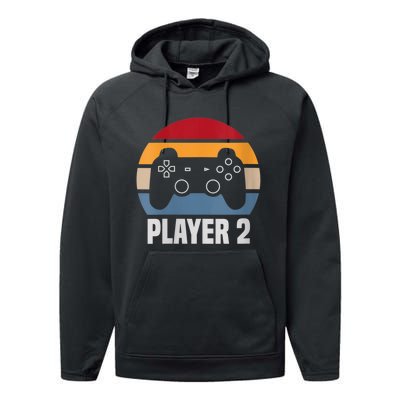 Player 2 Player 1 Couple Matching Video Gamer Performance Fleece Hoodie