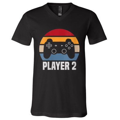 Player 2 Player 1 Couple Matching Video Gamer V-Neck T-Shirt