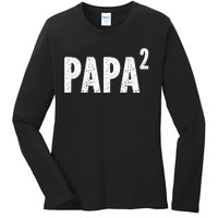 Papa 2 Papa Squared For Grandpa From Granddaughter Grandson Ladies Long Sleeve Shirt