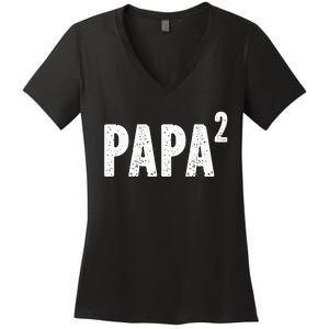 Papa 2 Papa Squared For Grandpa From Granddaughter Grandson Women's V-Neck T-Shirt