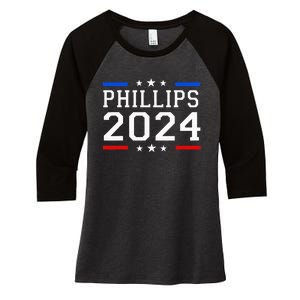 Phillips 2024 President American Flag Phillips Women's Tri-Blend 3/4-Sleeve Raglan Shirt