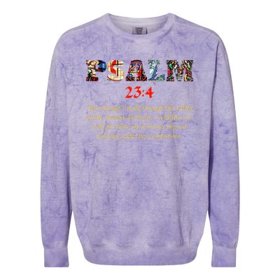 PSALM 23:4 Christin Bible Quote Colorblast Crewneck Sweatshirt