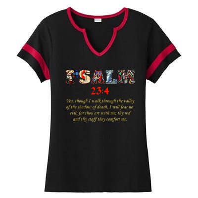 PSALM 23:4 Christin Bible Quote Ladies Halftime Notch Neck Tee