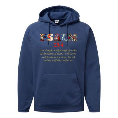 PSALM 23:4 Christin Bible Quote Performance Fleece Hoodie