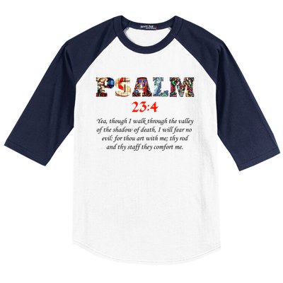 PSALM 23:4 Christin Bible Quote Baseball Sleeve Shirt