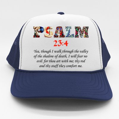 PSALM 23:4 Christin Bible Quote Trucker Hat