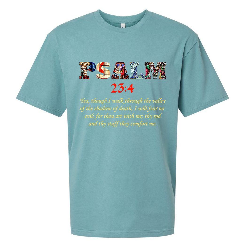 PSALM 23:4 Christin Bible Quote Sueded Cloud Jersey T-Shirt
