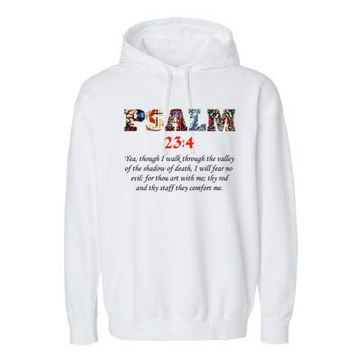 PSALM 23:4 Christin Bible Quote Garment-Dyed Fleece Hoodie