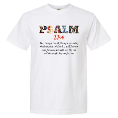 PSALM 23:4 Christin Bible Quote Garment-Dyed Heavyweight T-Shirt