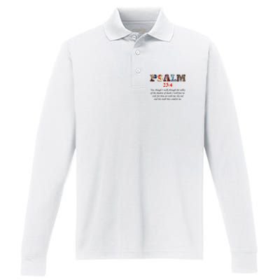 PSALM 23:4 Christin Bible Quote Performance Long Sleeve Polo