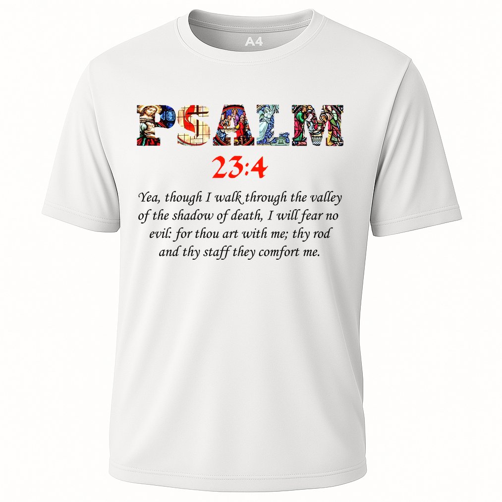 PSALM 23:4 Christin Bible Quote Cooling Performance Crew T-Shirt