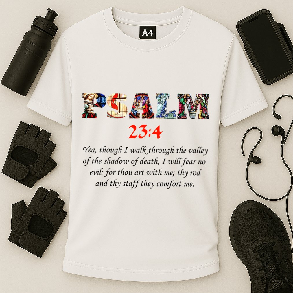 PSALM 23:4 Christin Bible Quote Cooling Performance Crew T-Shirt
