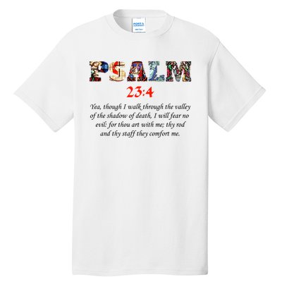 PSALM 23:4 Christin Bible Quote Tall T-Shirt