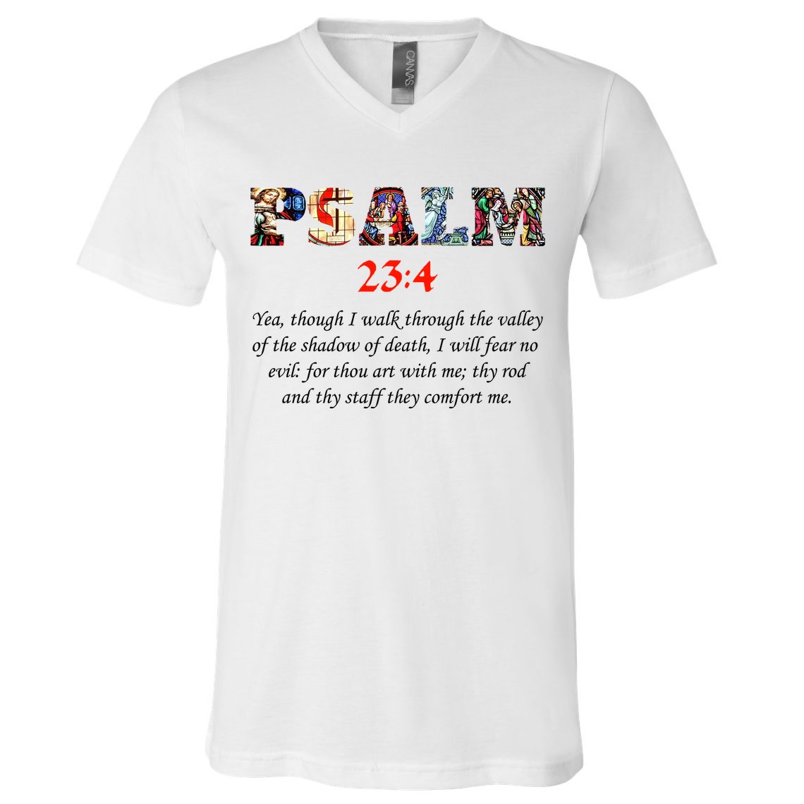PSALM 23:4 Christin Bible Quote V-Neck T-Shirt