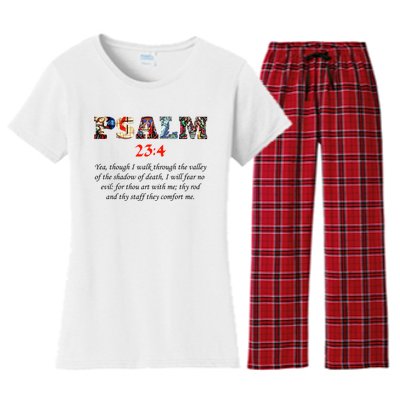 PSALM 23:4 Christin Bible Quote Women's Flannel Pajama Set