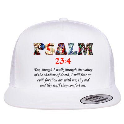 PSALM 23:4 Christin Bible Quote Flat Bill Trucker Hat