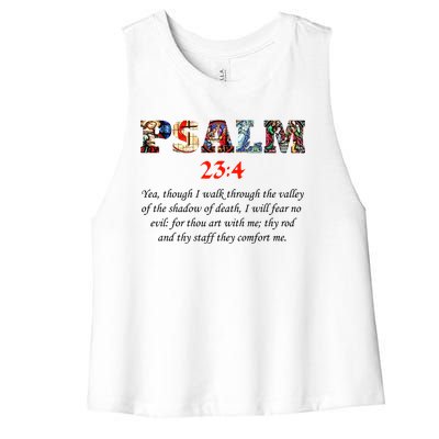 PSALM 23:4 Christin Bible Quote Women's Racerback Cropped Tank