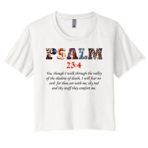 PSALM 23:4 Christin Bible Quote Women's Crop Top Tee