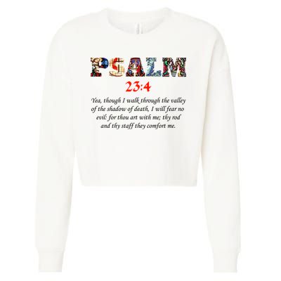 PSALM 23:4 Christin Bible Quote Cropped Pullover Crew