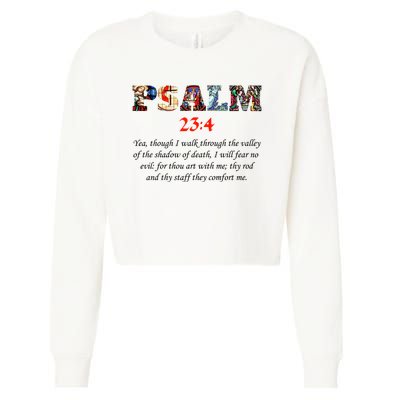 PSALM 23:4 Christin Bible Quote Cropped Pullover Crew