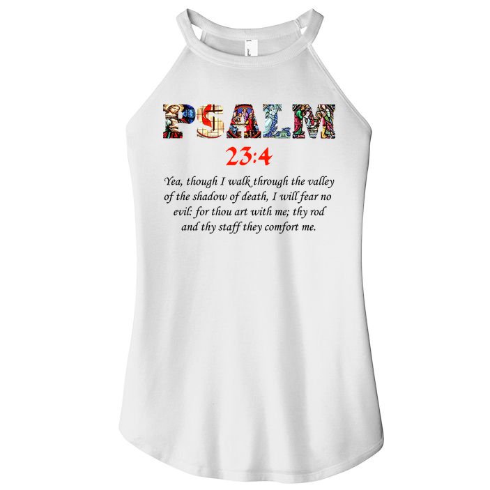PSALM 23:4 Christin Bible Quote Women's Perfect Tri Rocker Tank