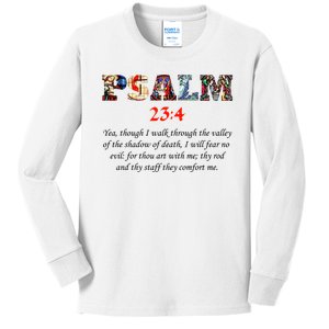 PSALM 23:4 Christin Bible Quote Kids Long Sleeve Shirt