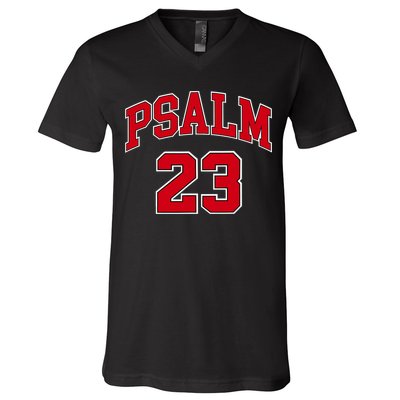 Psalm 23 Retro Sneakerhead Christian Bible Jesus V-Neck T-Shirt