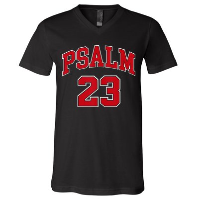 Psalm 23 Retro Sneakerhead Christian Bible Jesus V-Neck T-Shirt