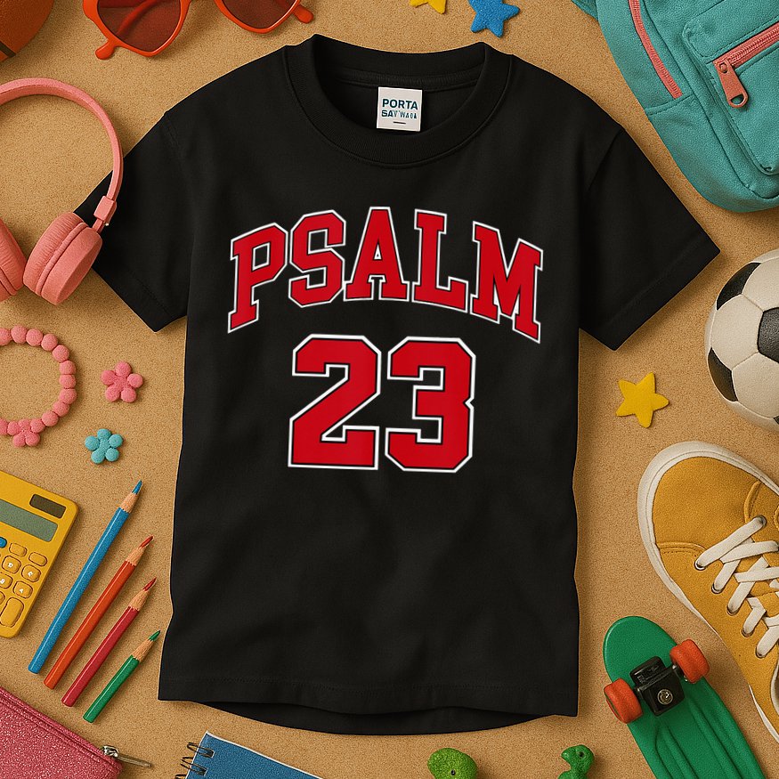 Psalm 23 Retro Sneakerhead Christian Bible Jesus Kids T-Shirt