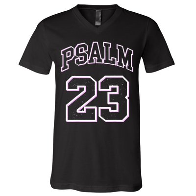 Psalm 23 Retro Sneakerhead Christian Bible Jesus V-Neck T-Shirt