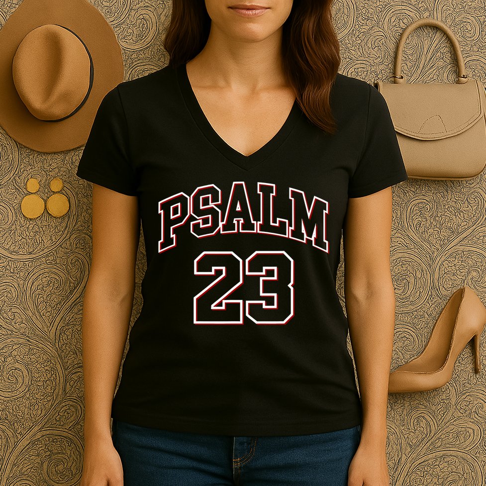 Psalm 23 Retro Sneakerhead Christian Bible Jesus Women's V-Neck T-Shirt