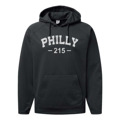 Philly 215 Retro Vintage Shirt Gift Wos Performance Fleece Hoodie