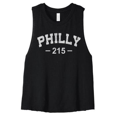 Philly 215 Retro Vintage Shirt Gift Wos Women's Racerback Cropped Tank