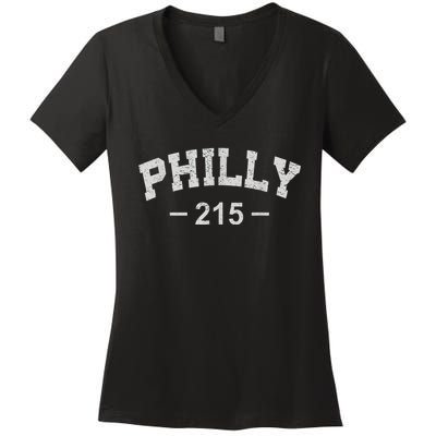 Philly 215 Retro Vintage Shirt Gift Wos Women's V-Neck T-Shirt