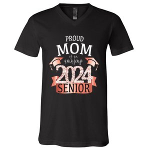 Proud 2024 Senior Mom I Elegant Rose Celebration Outfit V-Neck T-Shirt