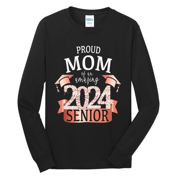 Proud 2024 Senior Mom I Elegant Rose Celebration Outfit Tall Long Sleeve T-Shirt